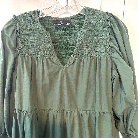 Pomander Place Women's Jaguar Green Ceci‎ Smocked Dress in Size XS - Picture 3 of 12